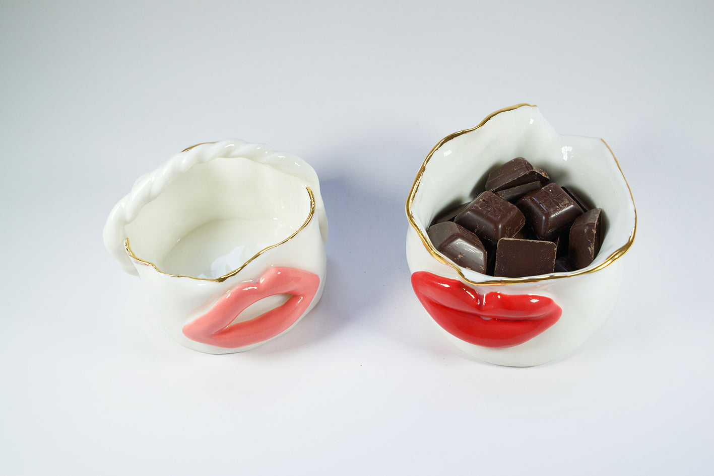 Lips Candy Holder in white porcelain