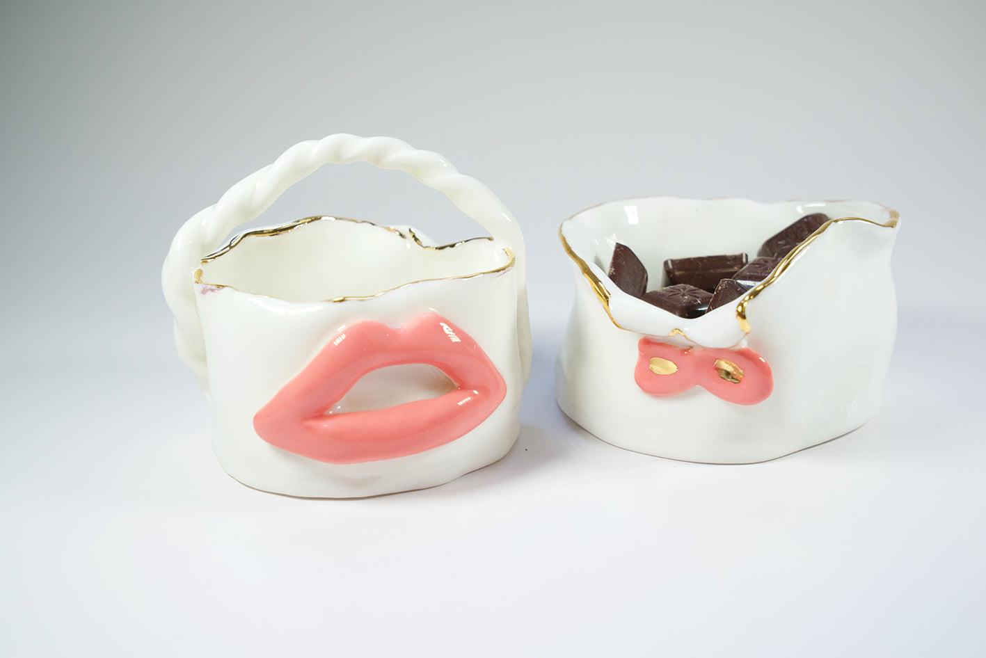Lips Candy Holder in white porcelain