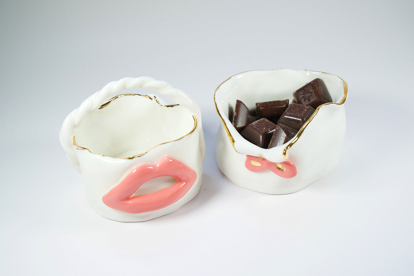 Lips Candy Holder in white porcelain