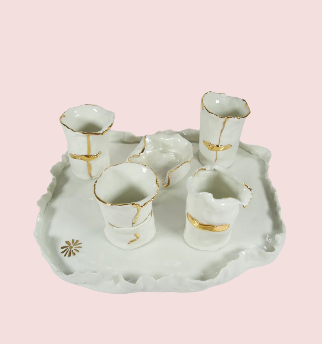 Coffee Set in White and Gold Porcelain