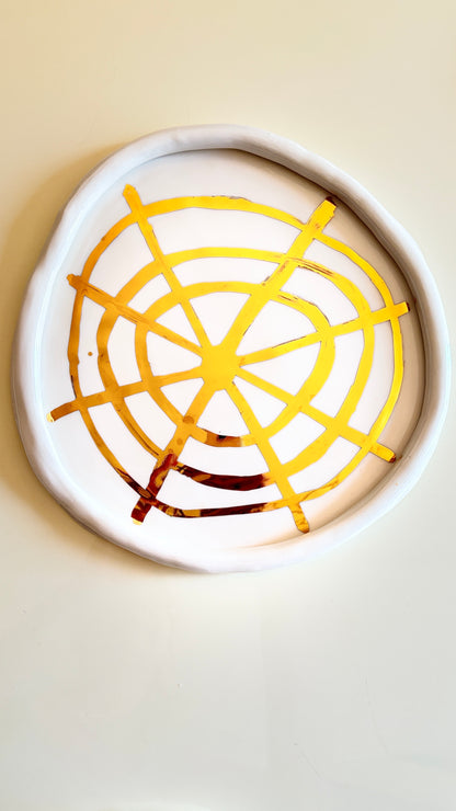 Golden Grace Serving Plates in White Porcelain