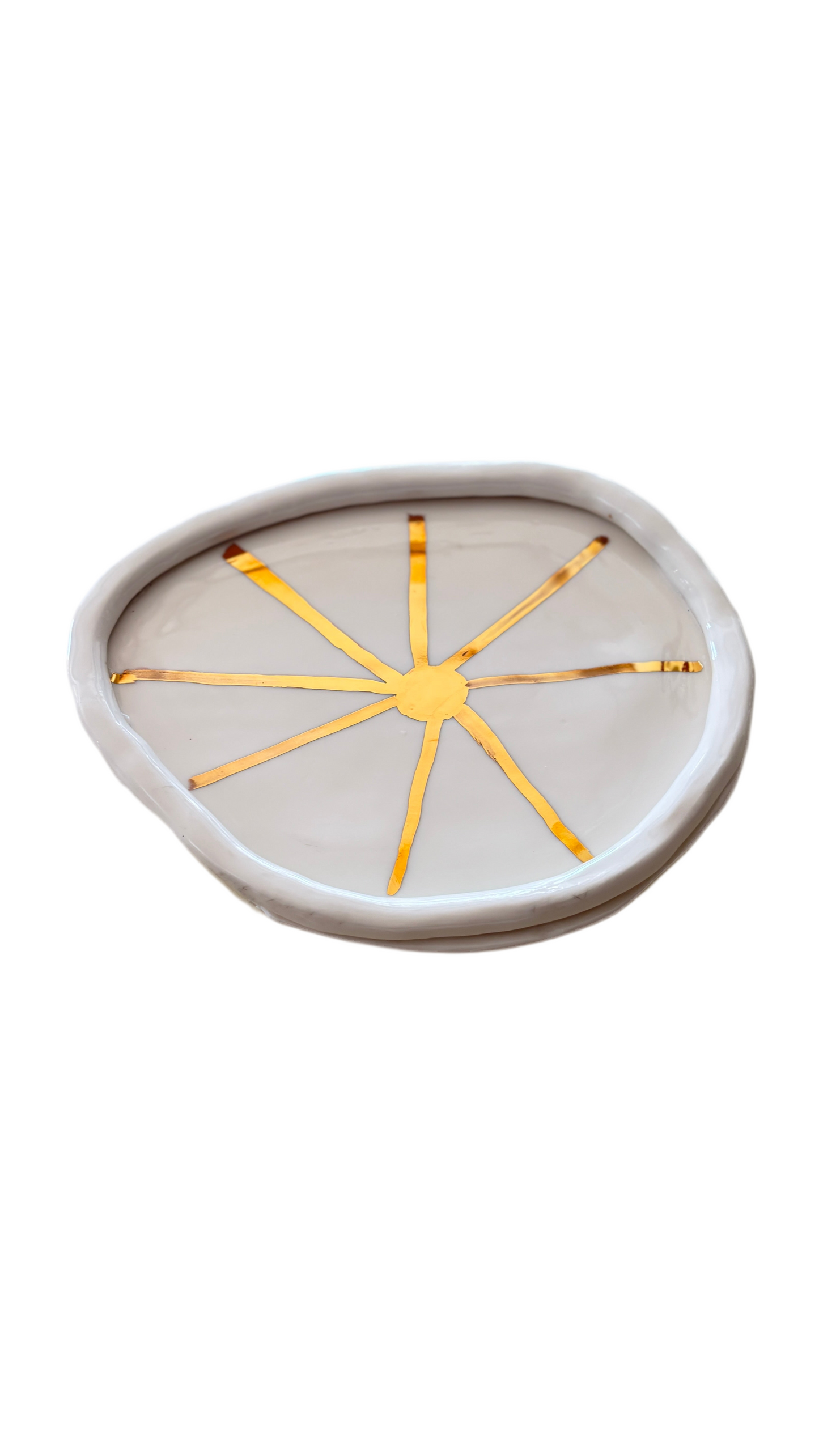 Golden Grace Serving Plates in White Porcelain