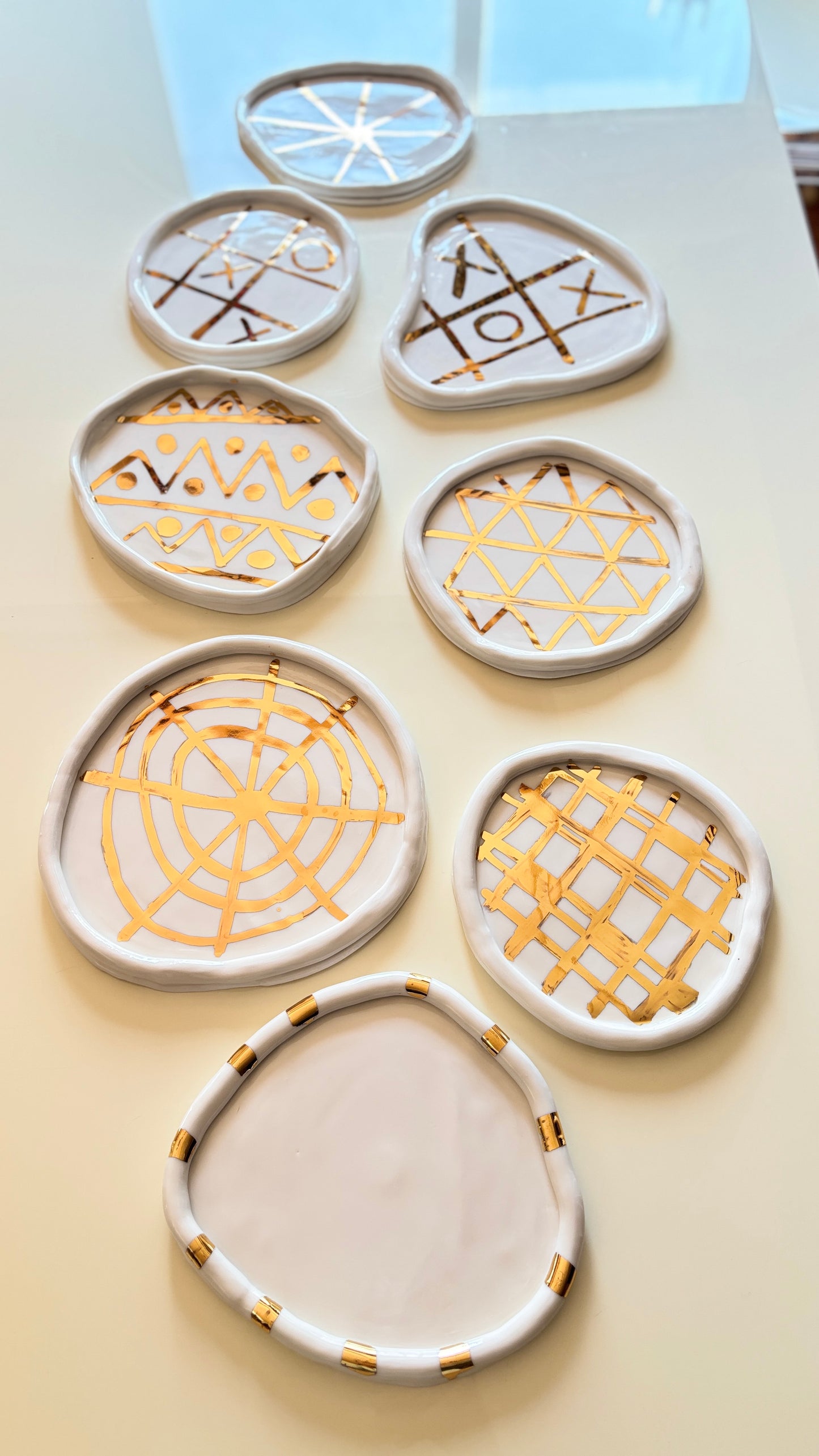 Golden Grace Serving Plates in White Porcelain