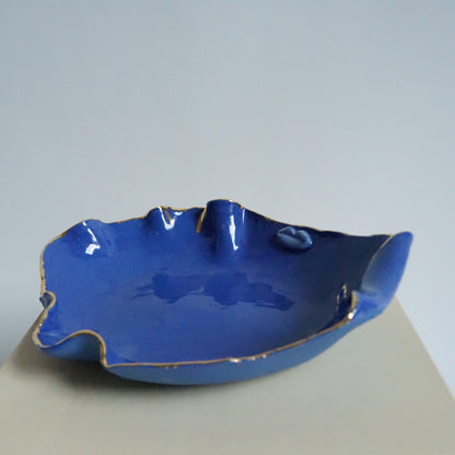 Lips Blue Porcelain Serving Platter Freeform