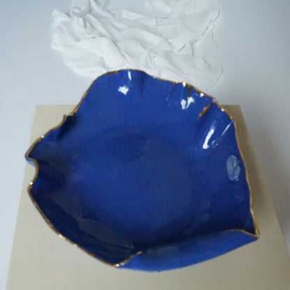 Lips Blue Porcelain Serving Platter Freeform