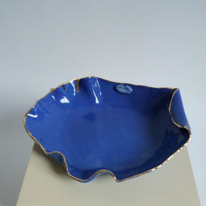 Lips Blue Porcelain Serving Platter Freeform