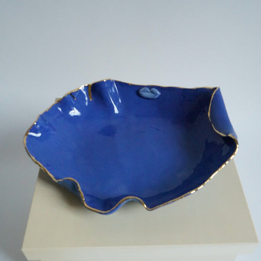 Lips Blue Porcelain Serving Platter Freeform