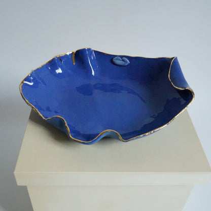 Lips Blue Porcelain Serving Platter Freeform