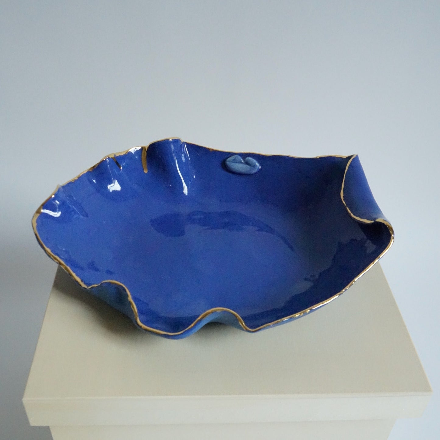 Lips Blue Porcelain Serving Platter Freeform