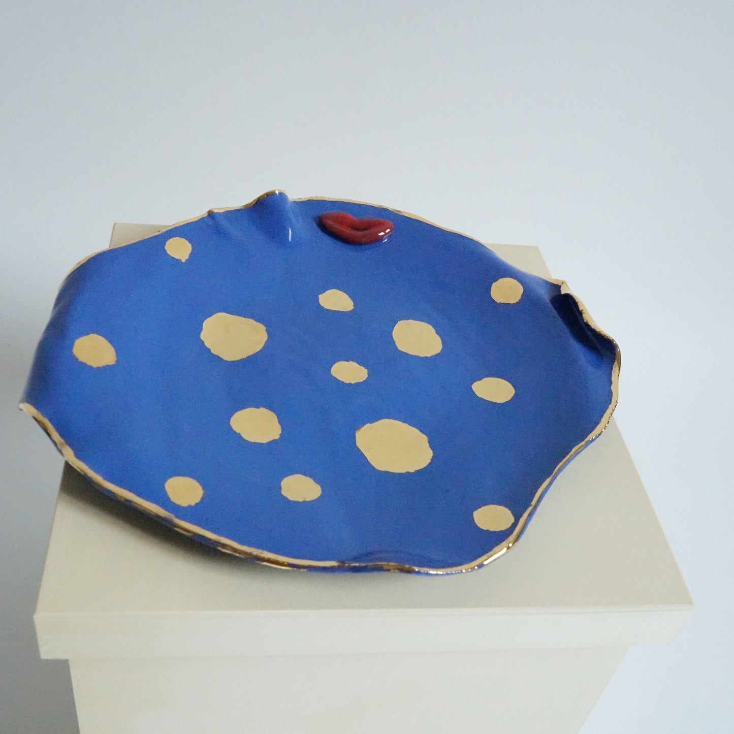 Lips DOTTED Blue Porcelain serving Platter