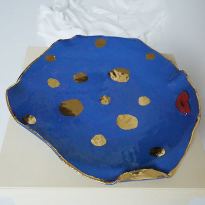 Lips DOTTED Blue Porcelain serving Platter