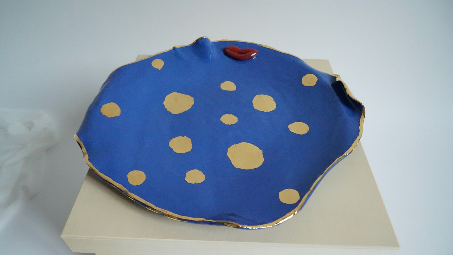 Lips DOTTED Blue Porcelain serving Platter