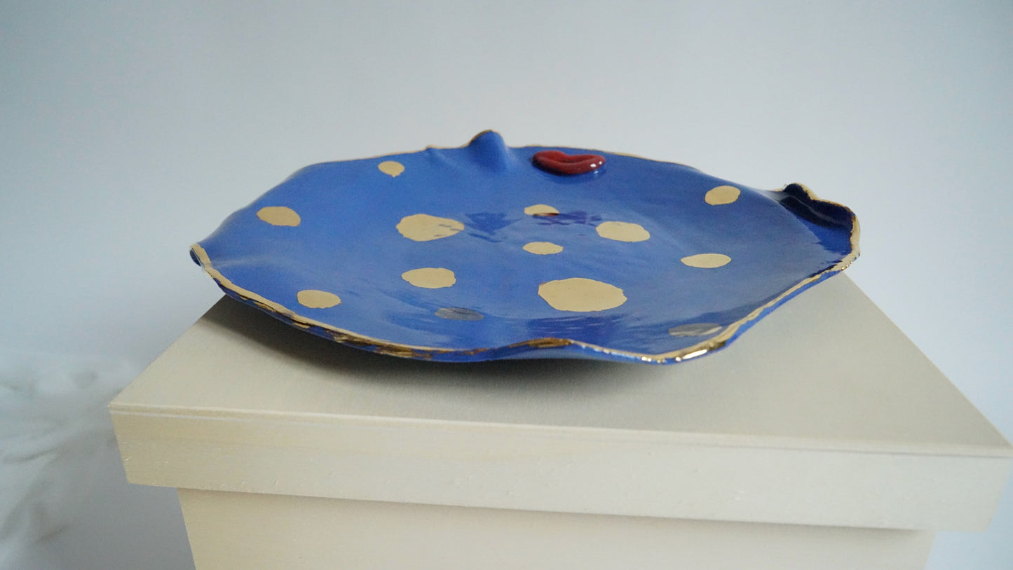 Lips DOTTED Blue Porcelain serving Platter