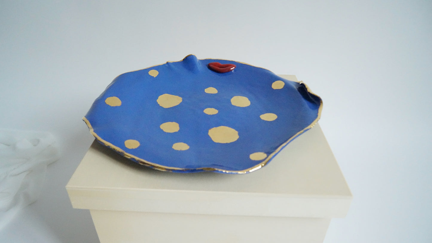 Lips DOTTED Blue Porcelain serving Platter