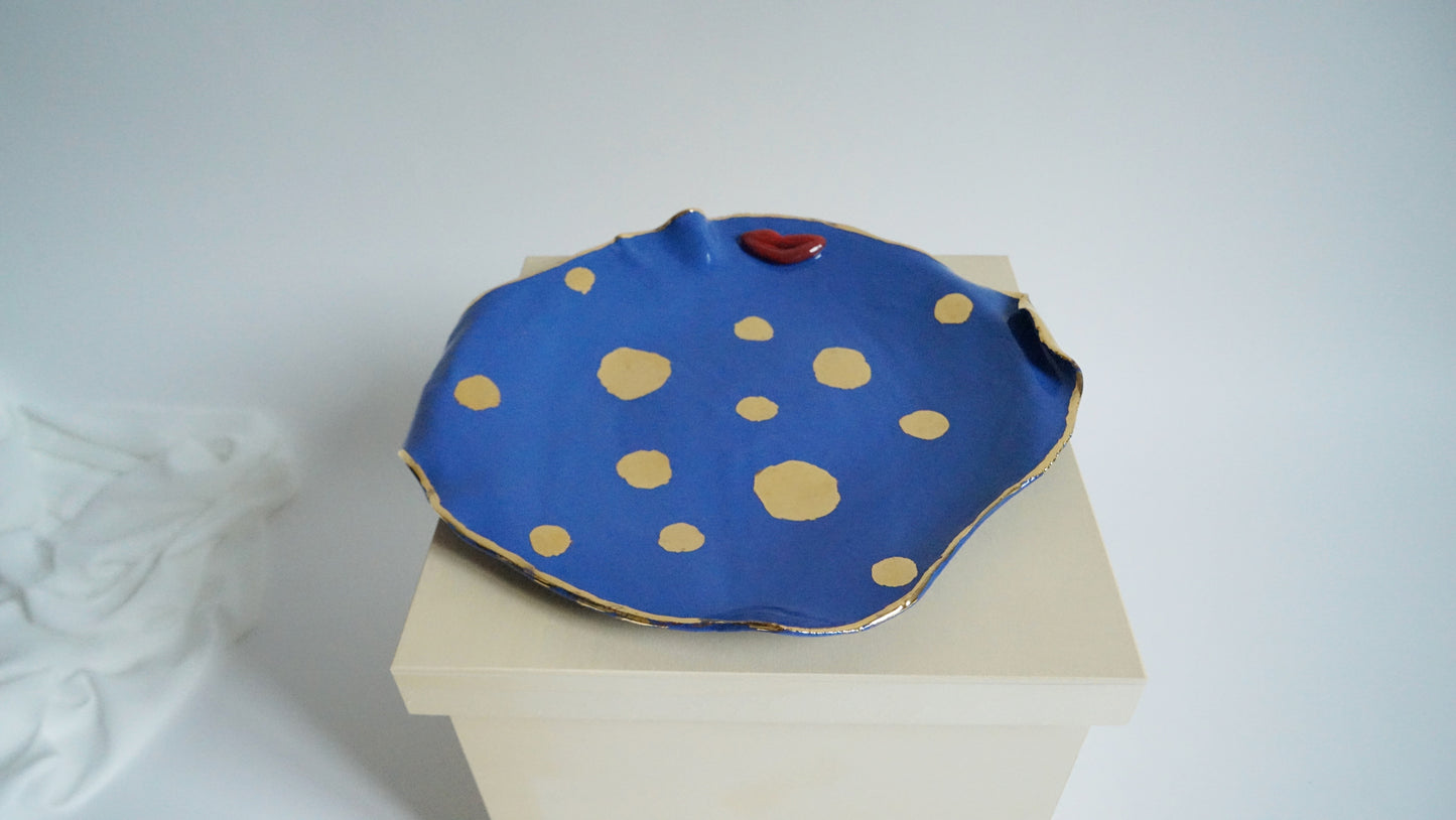 Lips DOTTED Blue Porcelain serving Platter