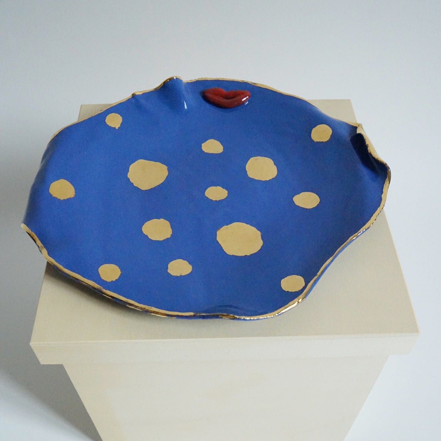 Lips DOTTED Blue Porcelain serving Platter