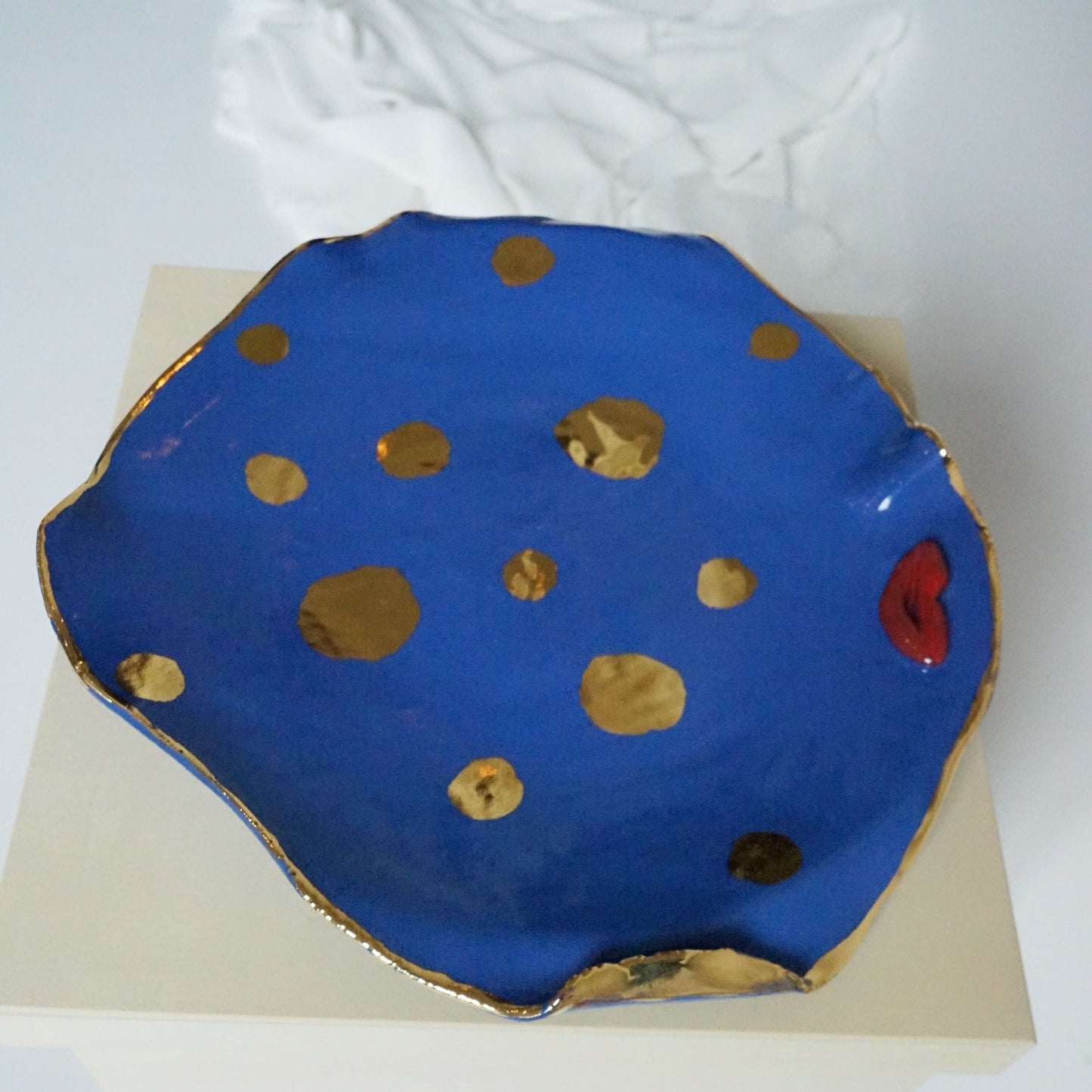 Lips DOTTED Blue Porcelain serving Platter