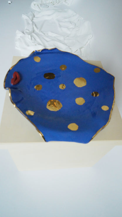 Lips DOTTED Blue Porcelain serving Platter