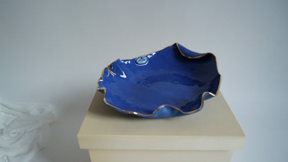 Lips Blue Porcelain Serving Platter Freeform