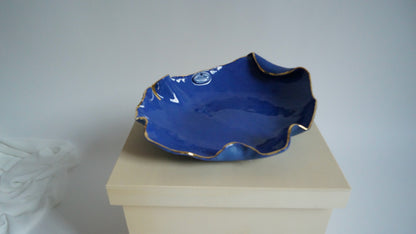 Lips Blue Porcelain Serving Platter Freeform