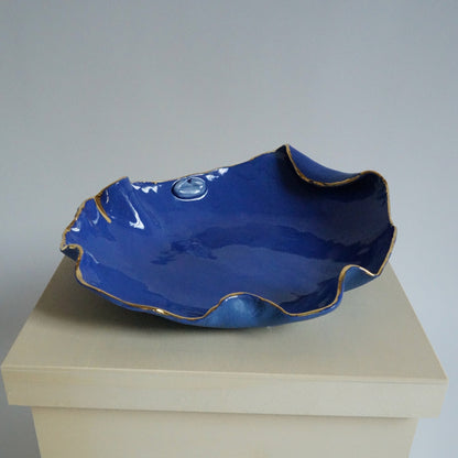 Lips Blue Porcelain Serving Platter Freeform