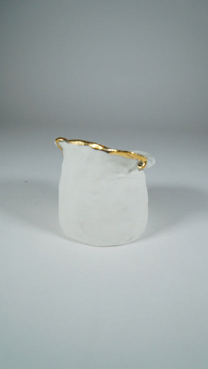 White and Gold Porcelain Candle Holder No 2