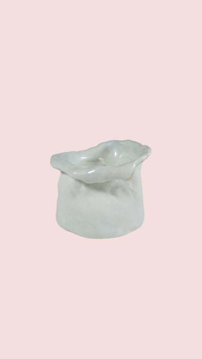 White and Gold Porcelain Candle Holder No 6