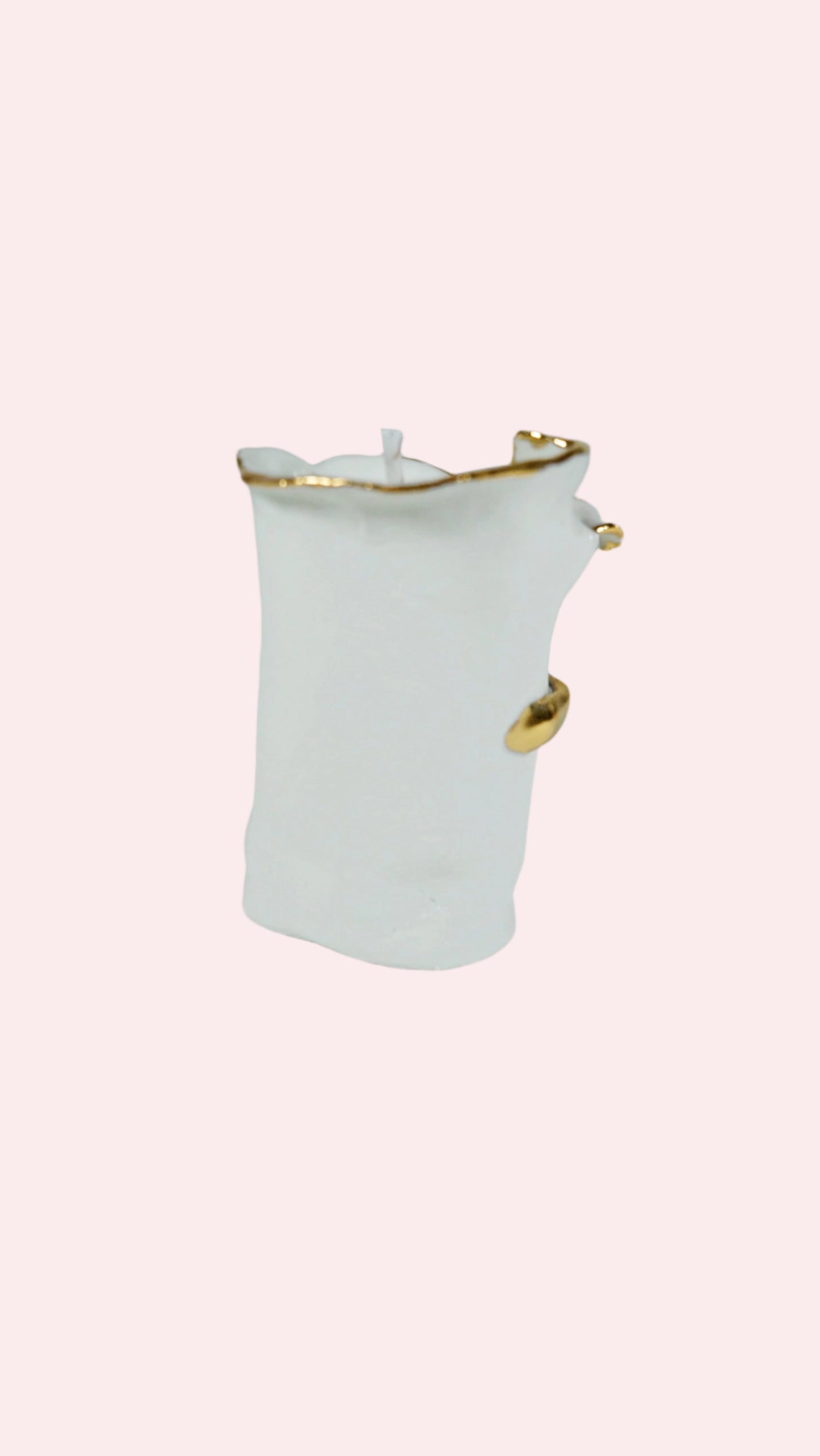 White and Gold Porcelain Candle holder No 5