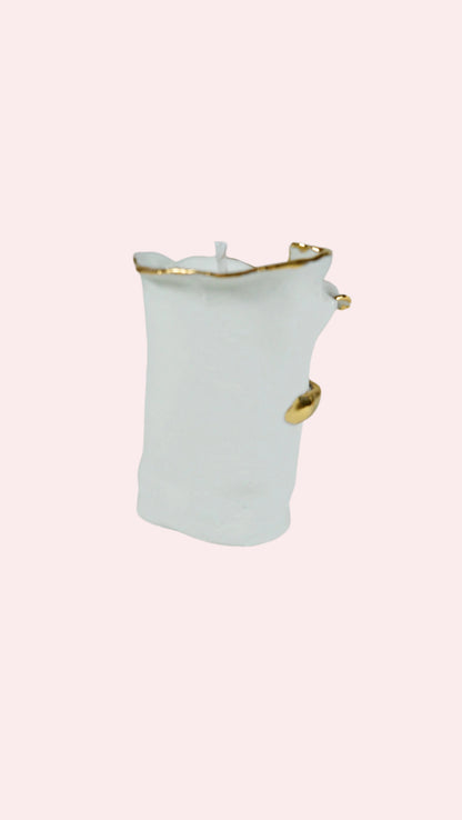 White and Gold Porcelain Candle holder No 5