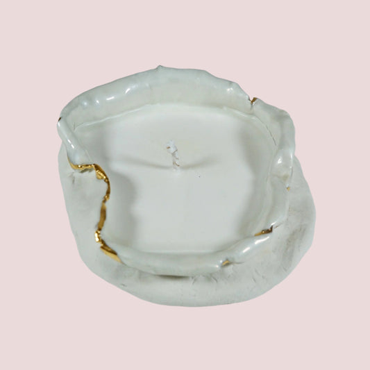 White and Gold Porcelain Candle Holder No 10