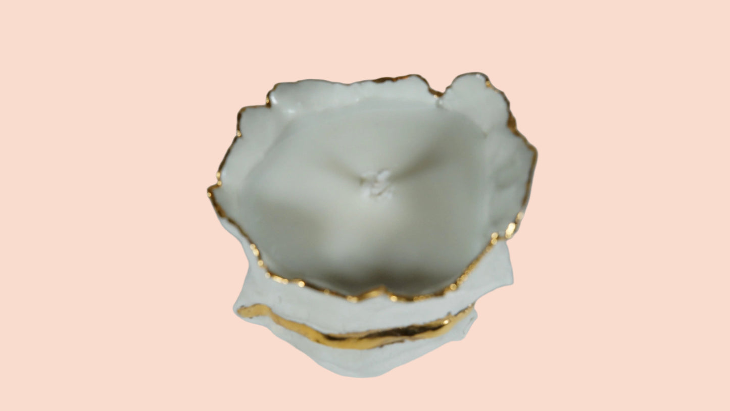 White and Gold Porcelain Candle Holder No 8