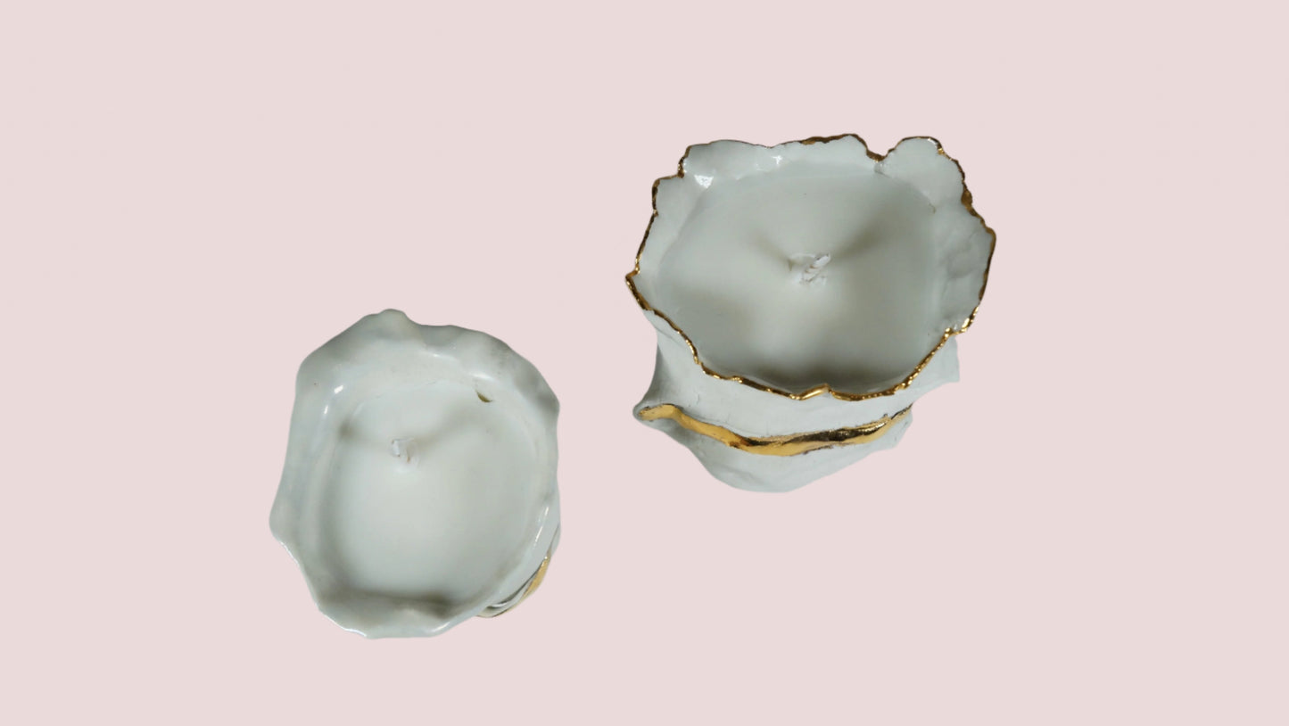 White and Gold Duo Porcelain Candle Holder No 5