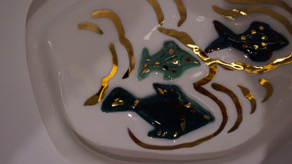 Ashtray and Fish in White Porcelain