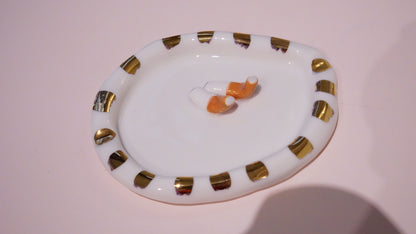 White Porcelain Ashtray with Cigarettes by Hania Jneid
