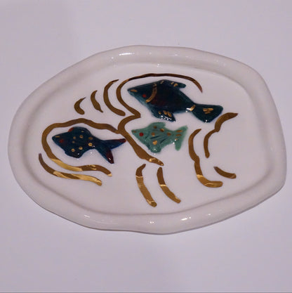 Ashtray and Fish in White Porcelain
