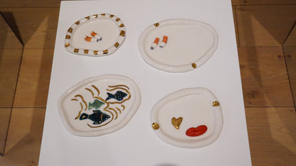 Ashtray and Fish in White Porcelain
