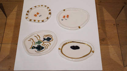 Ashtray and Fish in White Porcelain