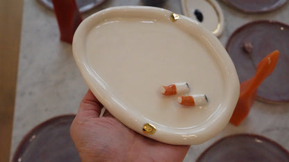 Ashtray with Cigarettes in White Porcelain by Hania Jneid
