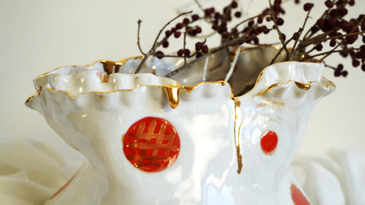 Olé Red and White Vase