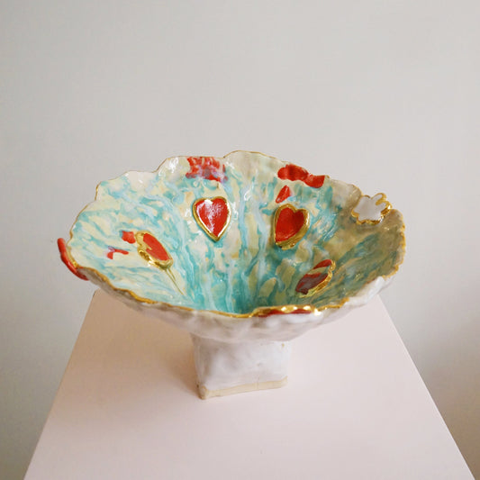 Hearts Platter Green White n Red