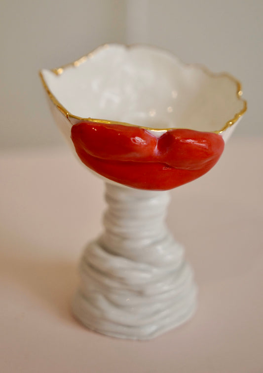 Lips First Kiss Porcelain Candle Holder