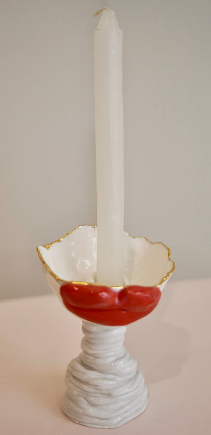 Lips First Kiss Porcelain Candle Holder