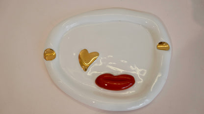 Wink Ashtray in White Porcelain by Hania Jneid