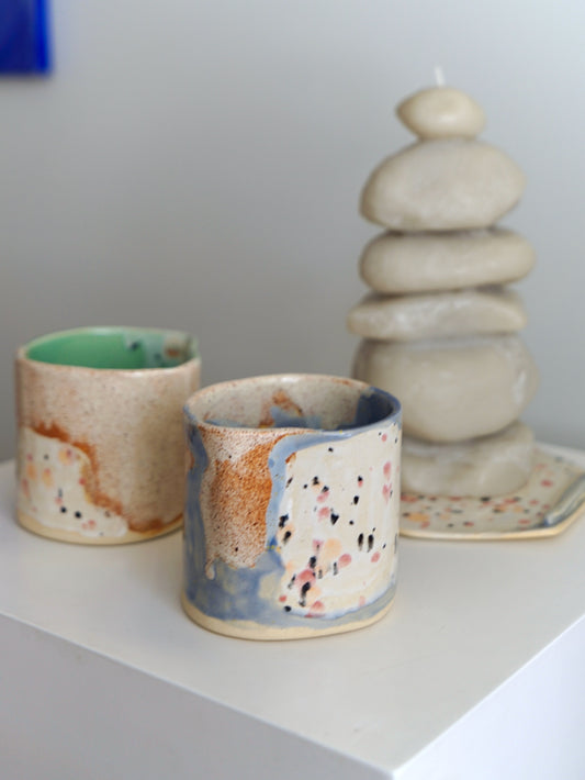 Stone Bloom Cups in Stoneware