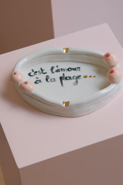 A La Plage! Ashtray in white Porcelain