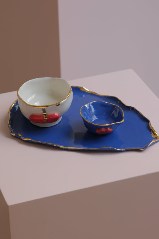 Porcelain Tray and Coffee Set