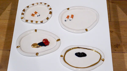 Ashtray with Cigarettes in White Porcelain by Hania Jneid