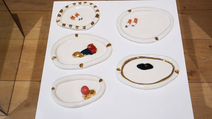 White Porcelain Ashtray with Cigarettes by Hania Jneid