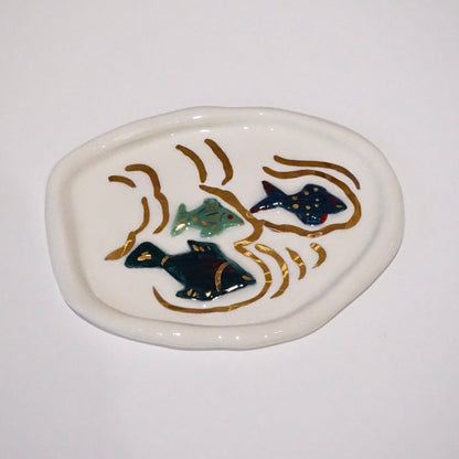 Ashtray and Fish in White Porcelain