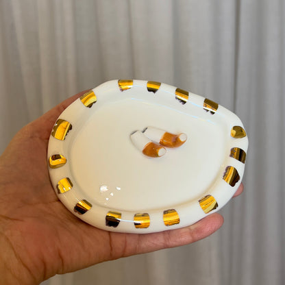 White Porcelain Ashtray with Cigarettes by Hania Jneid
